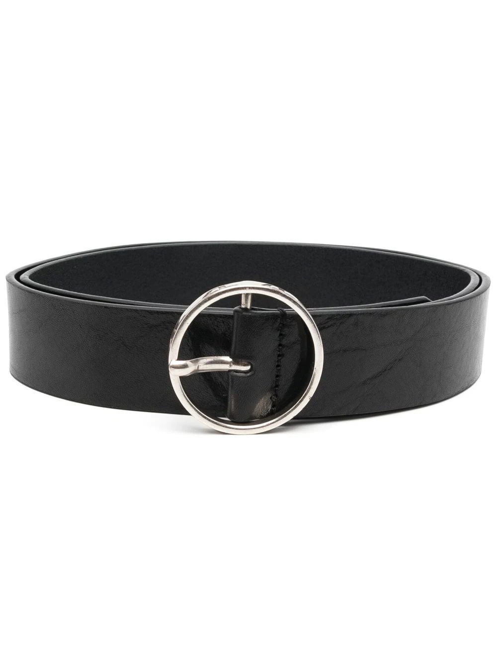 round-buckle leather belt - 1