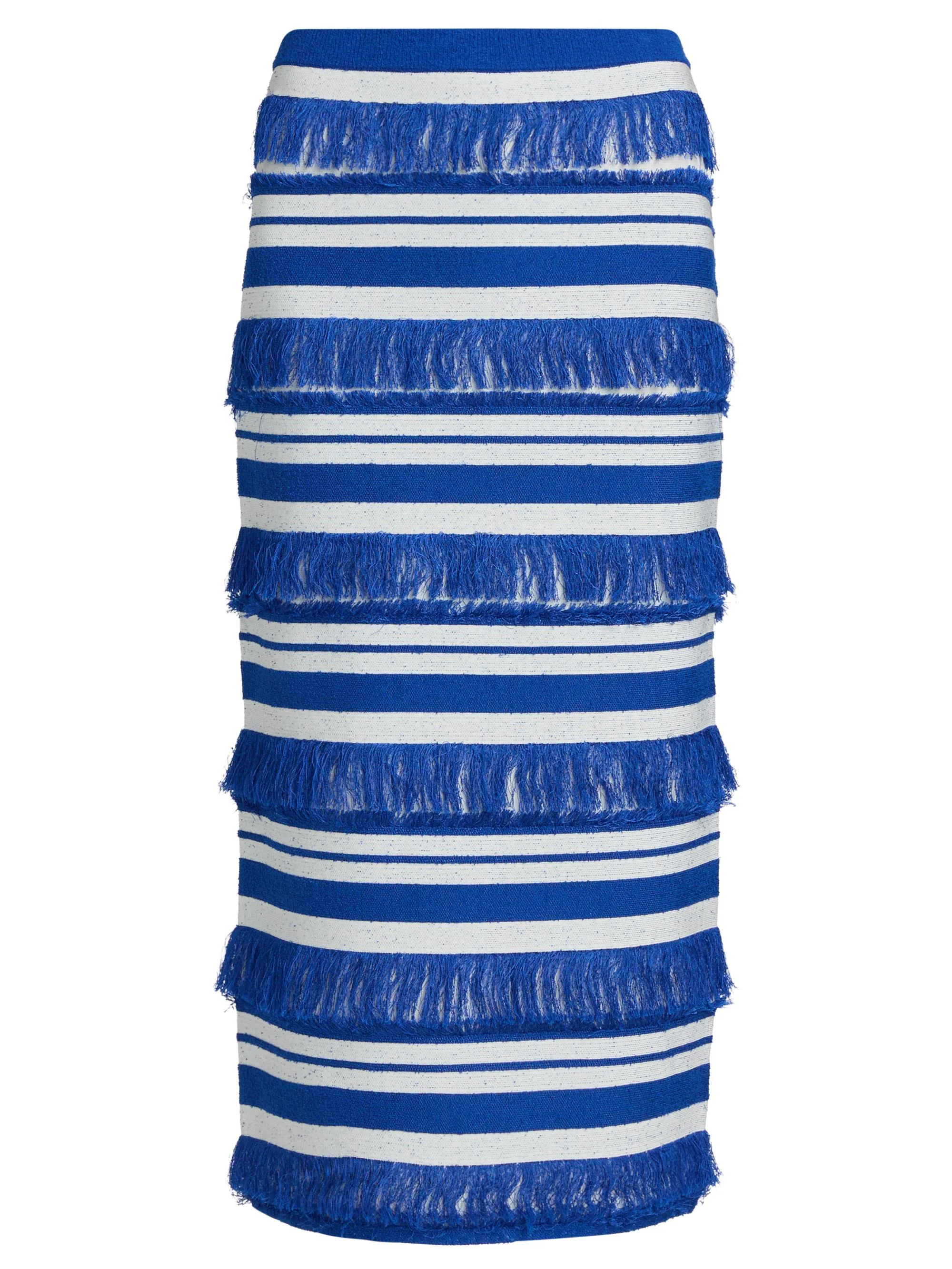 Women's Lula Striped Knit Fringe Midi-Skirt - Royal Blue Stripe - 1
