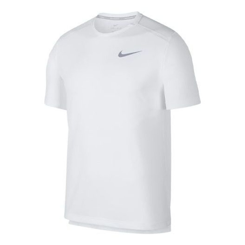 Nike DRI-FIT MILER Running Quick Dry Short Sleeve White AJ7566-100 - 1
