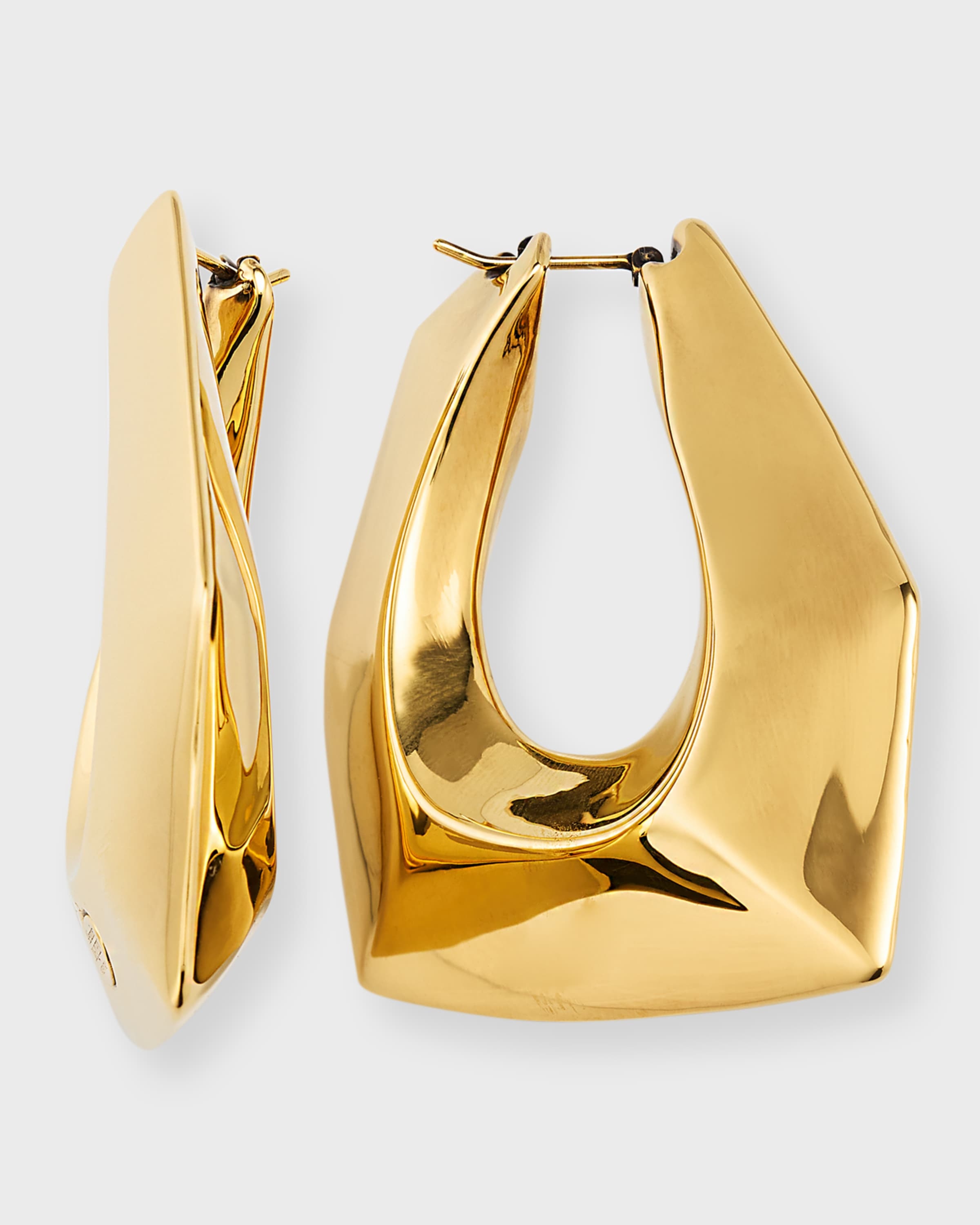 Modernist Hoop Earrings, Gold - 1