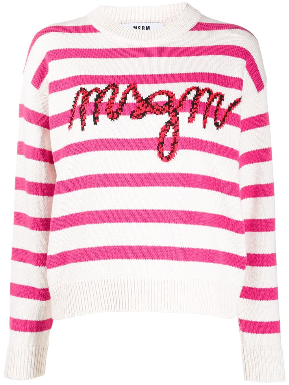 striped logo knit jumper - 1