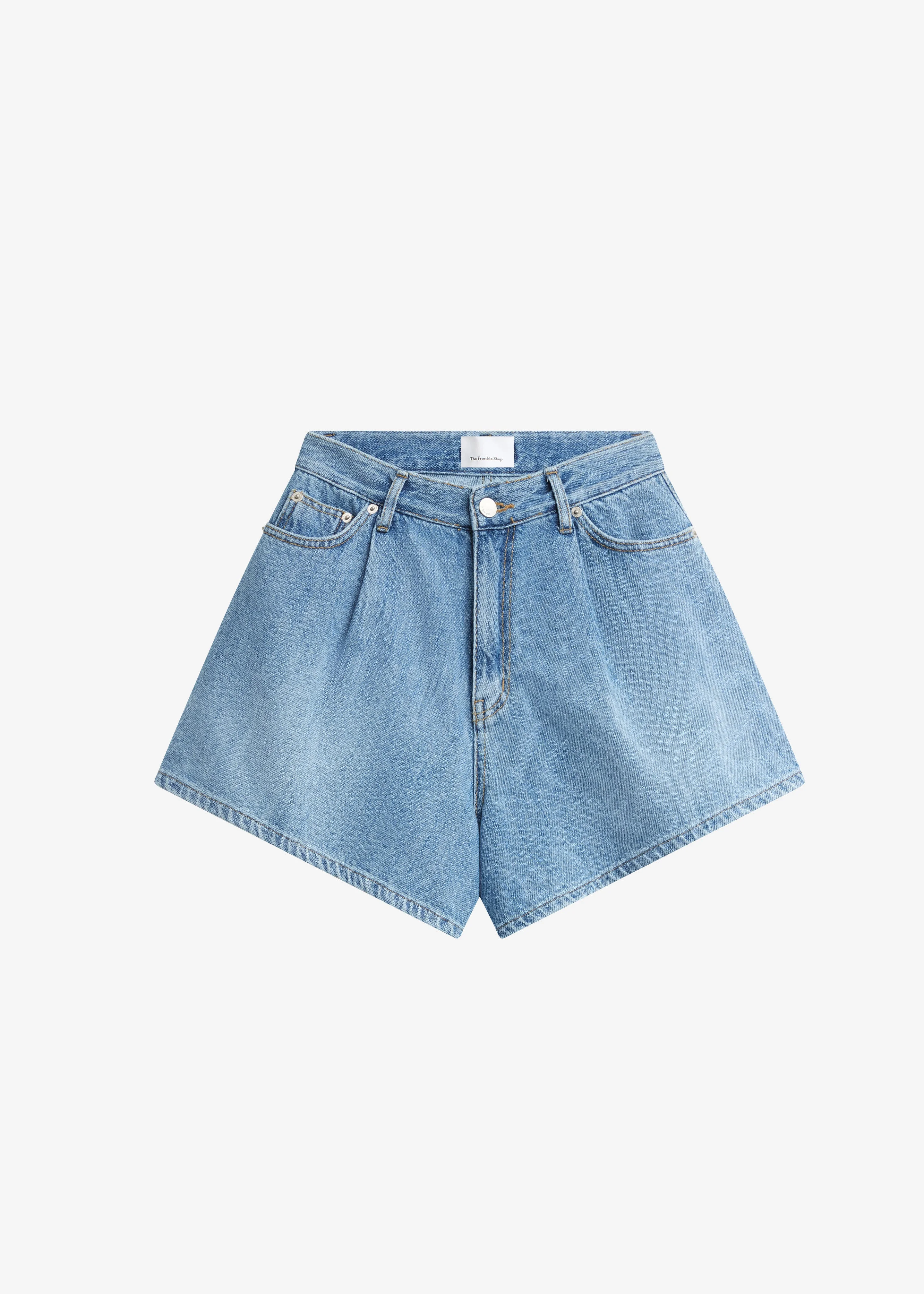 Mojave Pleated Denim Shorts - Medium Wash - 1