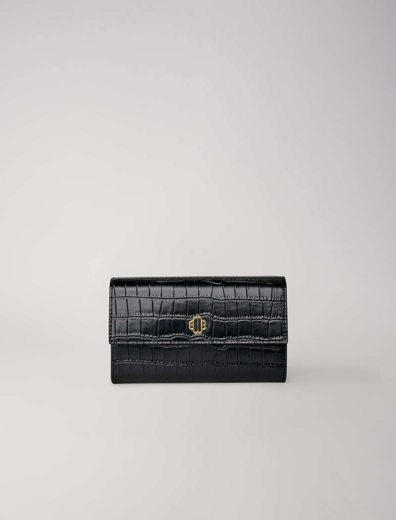 Croc-effect embossed leather bag 7