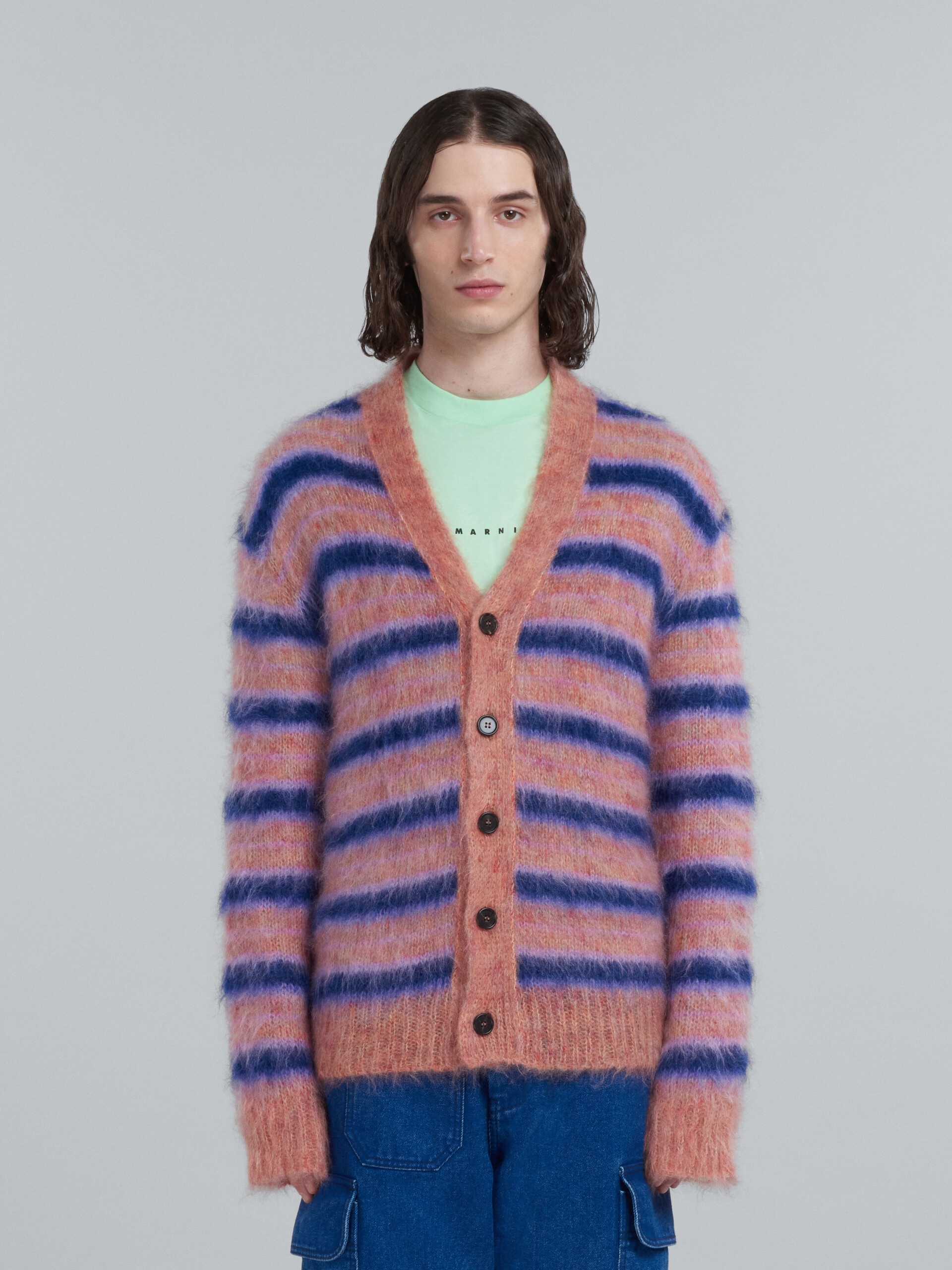 Marni logo-intarsia cotton cardigan - Pink