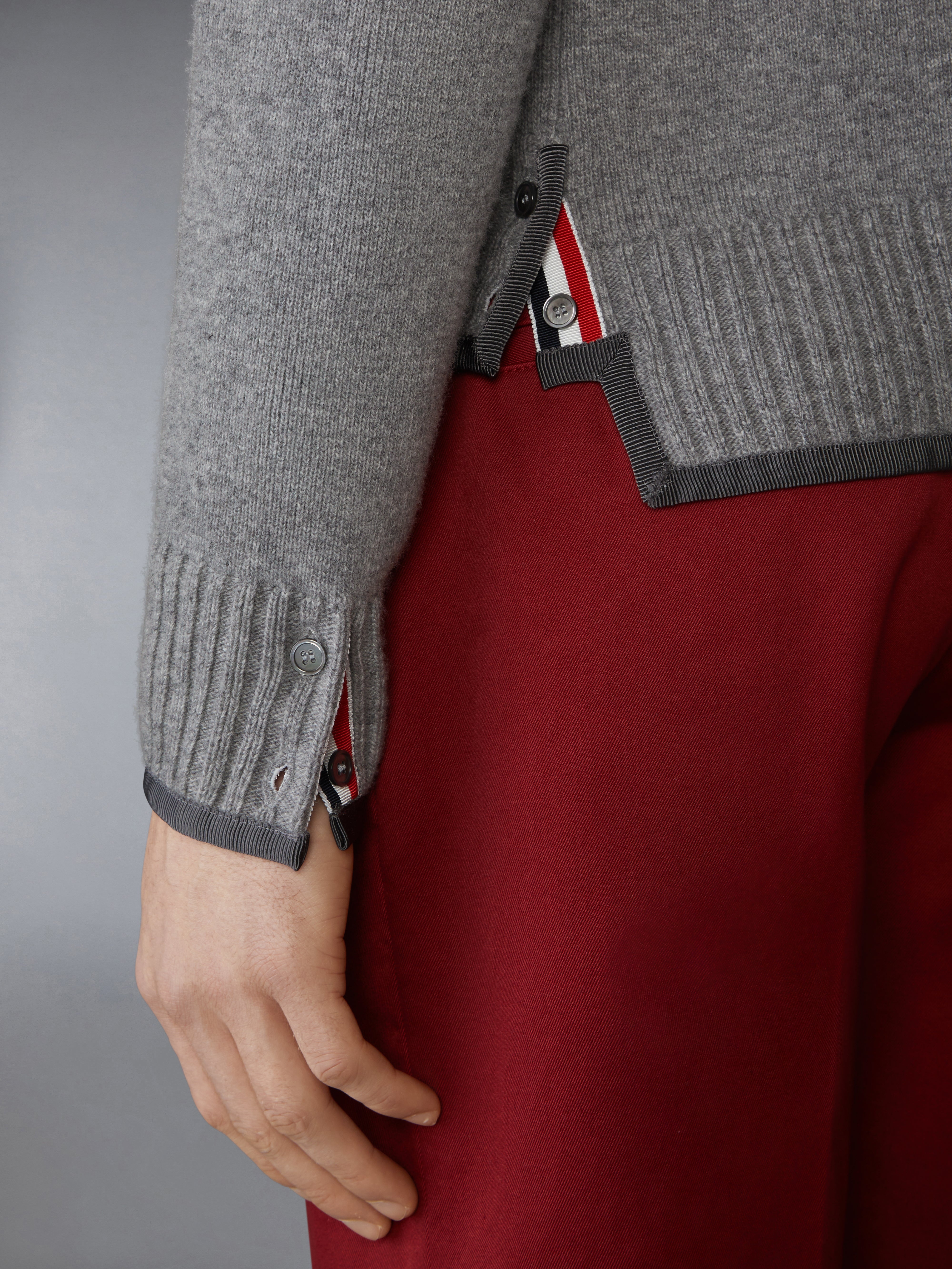 MILANO STITCH MERINO WOOL 4-BAR V NECK CARDIGAN - 5