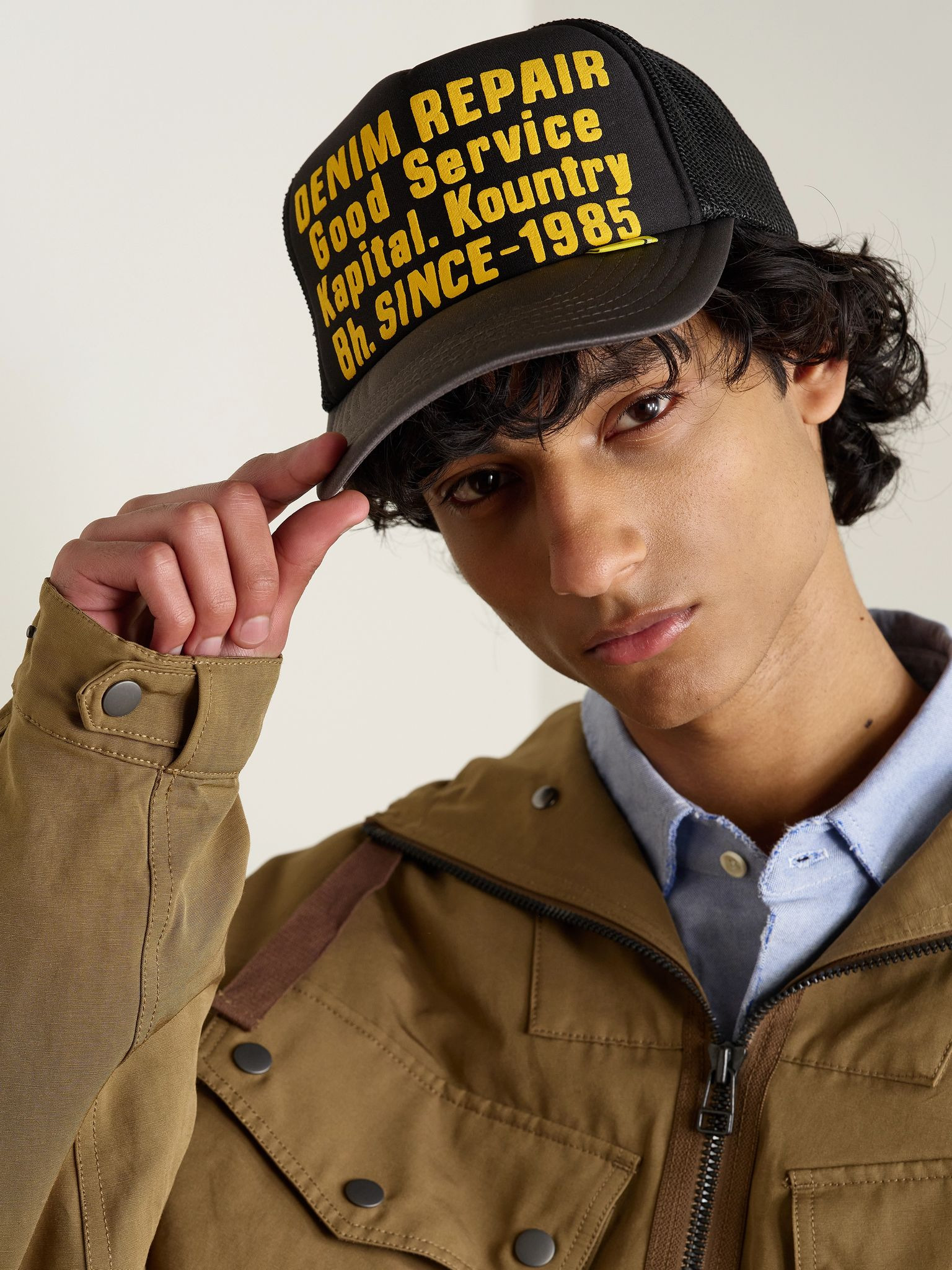 Printed Scuba and Mesh Trucker Cap Black - 2