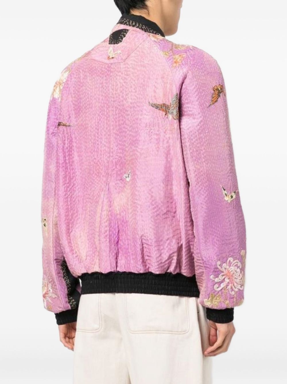 floral-embroidered bomber jacket - 4
