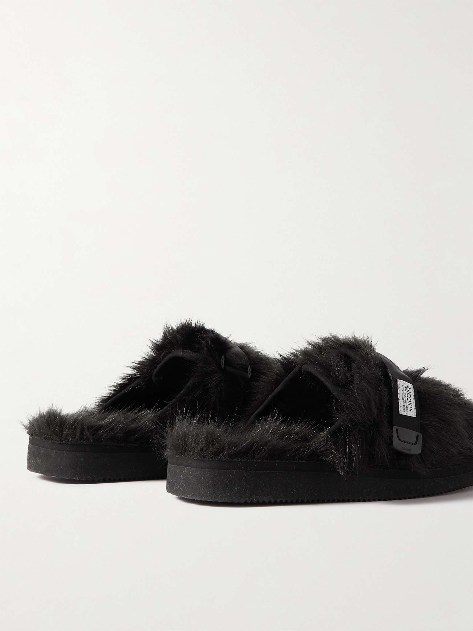 Zavo-2EU Webbing-Trimmed Faux Fur Mules - 5
