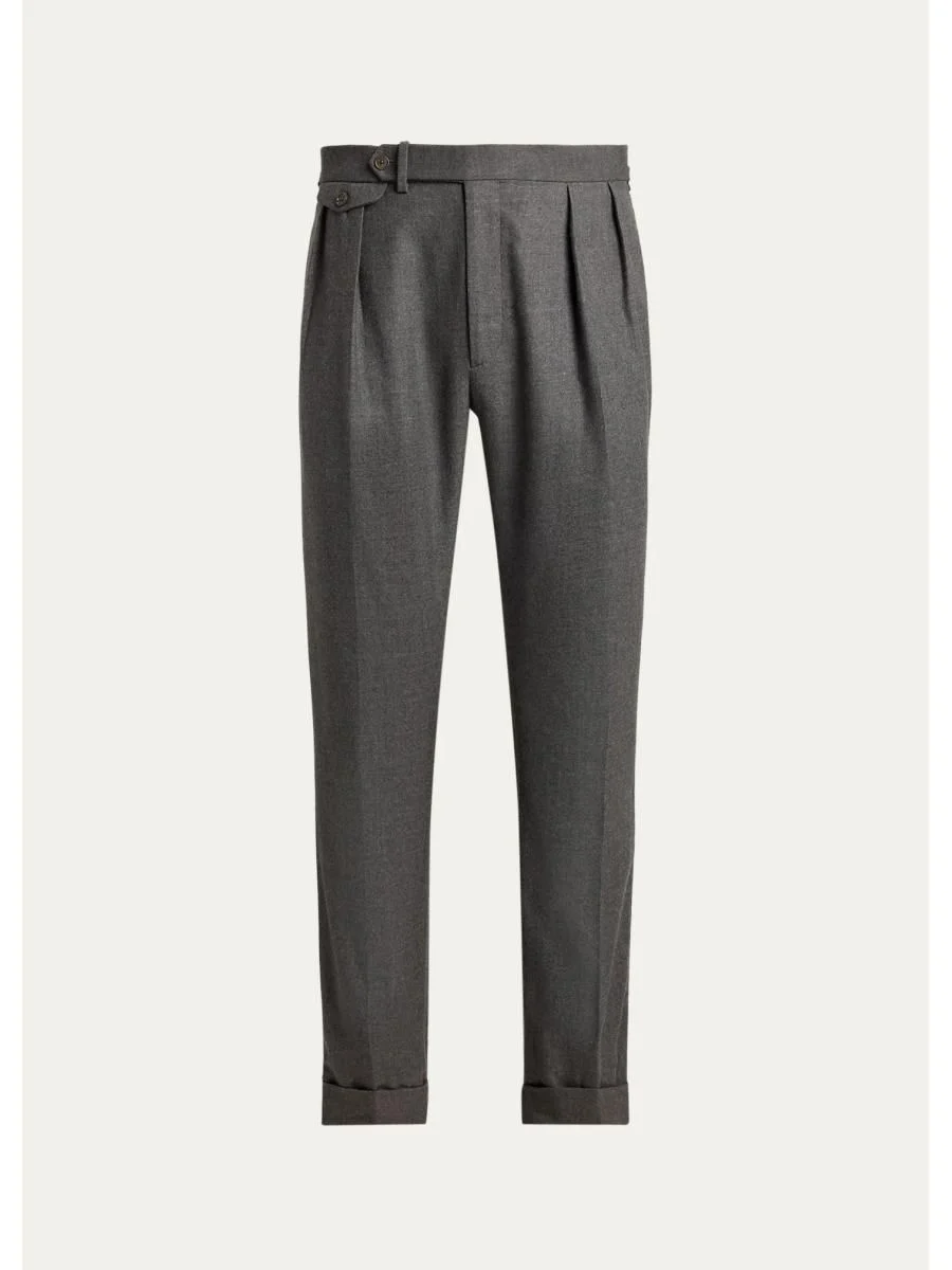 Men's Worsted Wool Flannel Trousers - 1