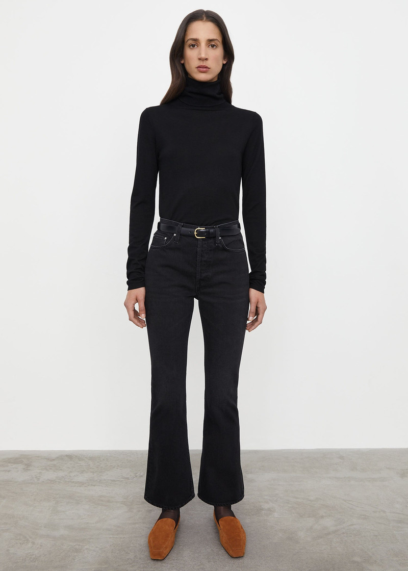 Totême Cropped kick denim faded black outlook