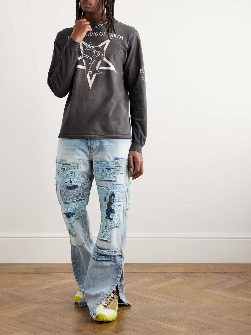 SAINT M×××××× Burning Of Earth Distressed Printed Cotton-Jersey T-Shirt outlook