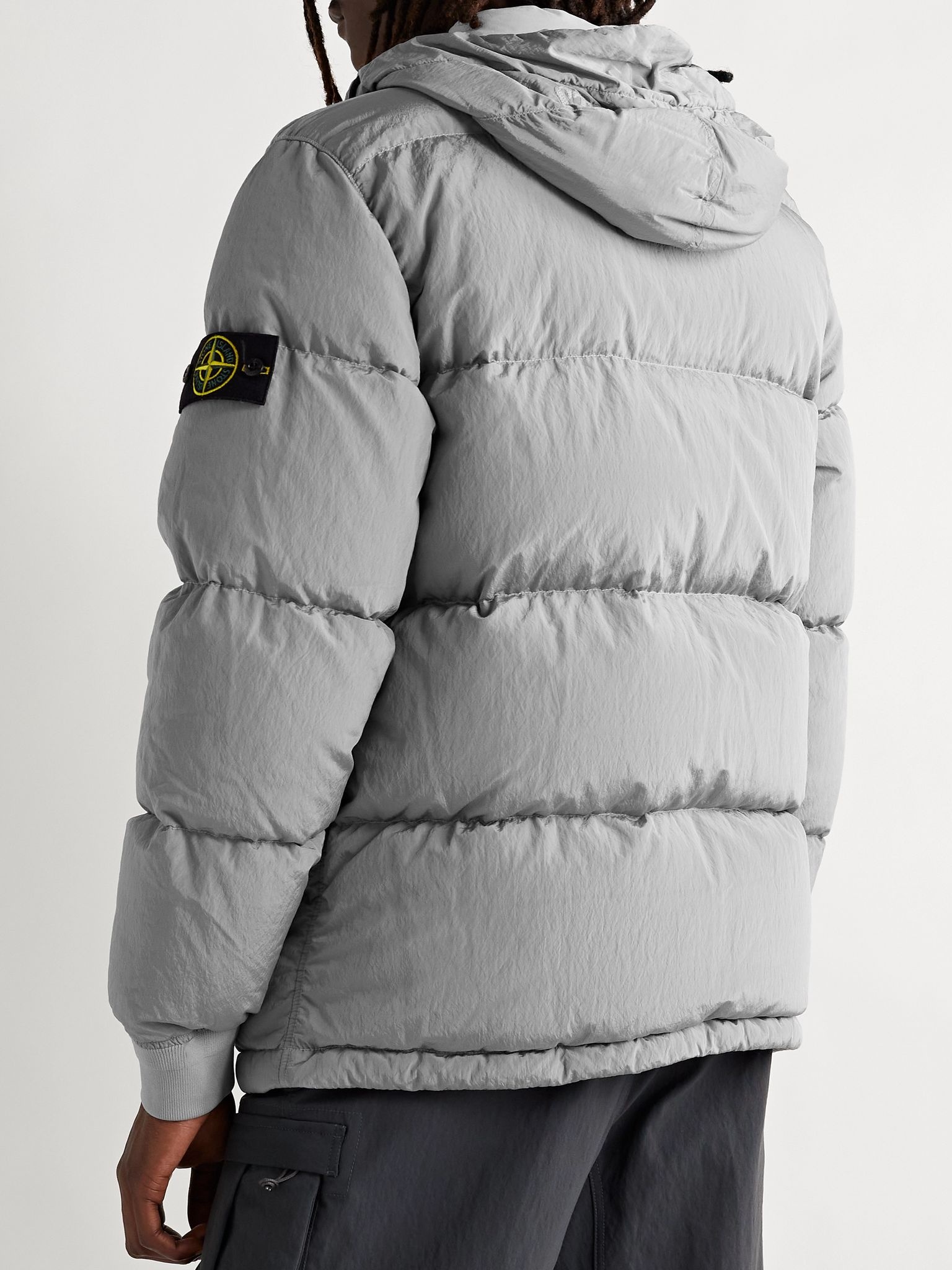 Quilted Hooded Nylon Down Jacket - 4