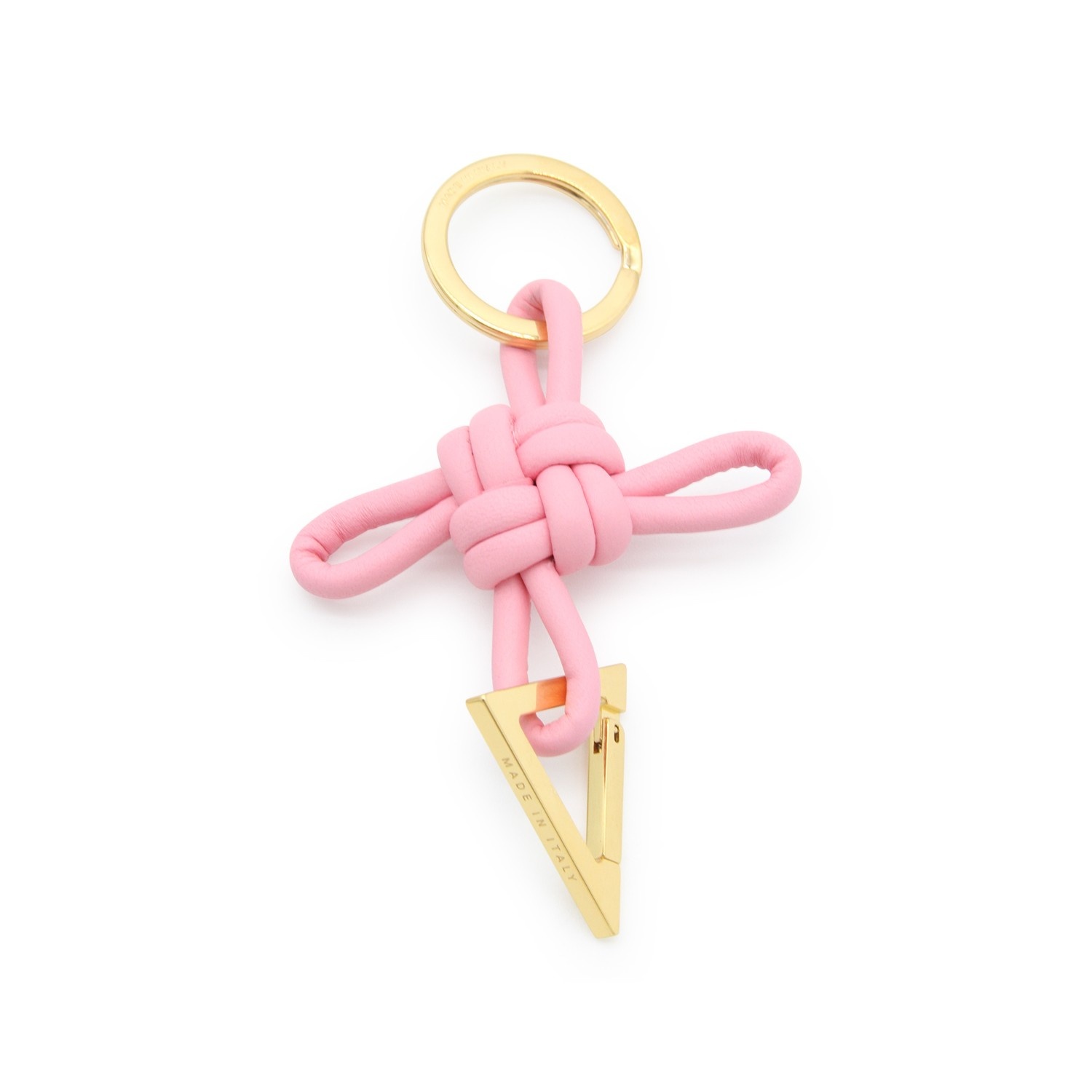RIBBON AND GOLD LEATHER TRIANGLE KEY RING - 2