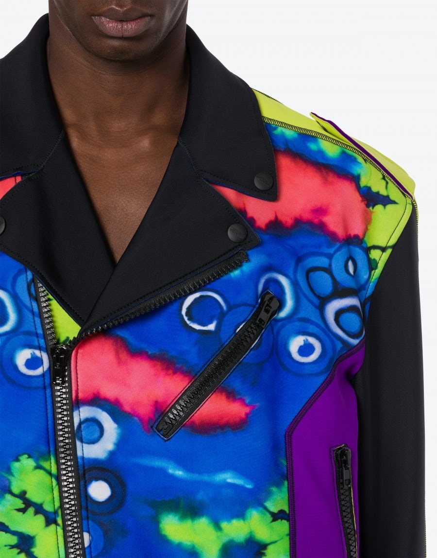 TIE DYE PRINT NYLON ELASTANE SCUBA BIKER - 4