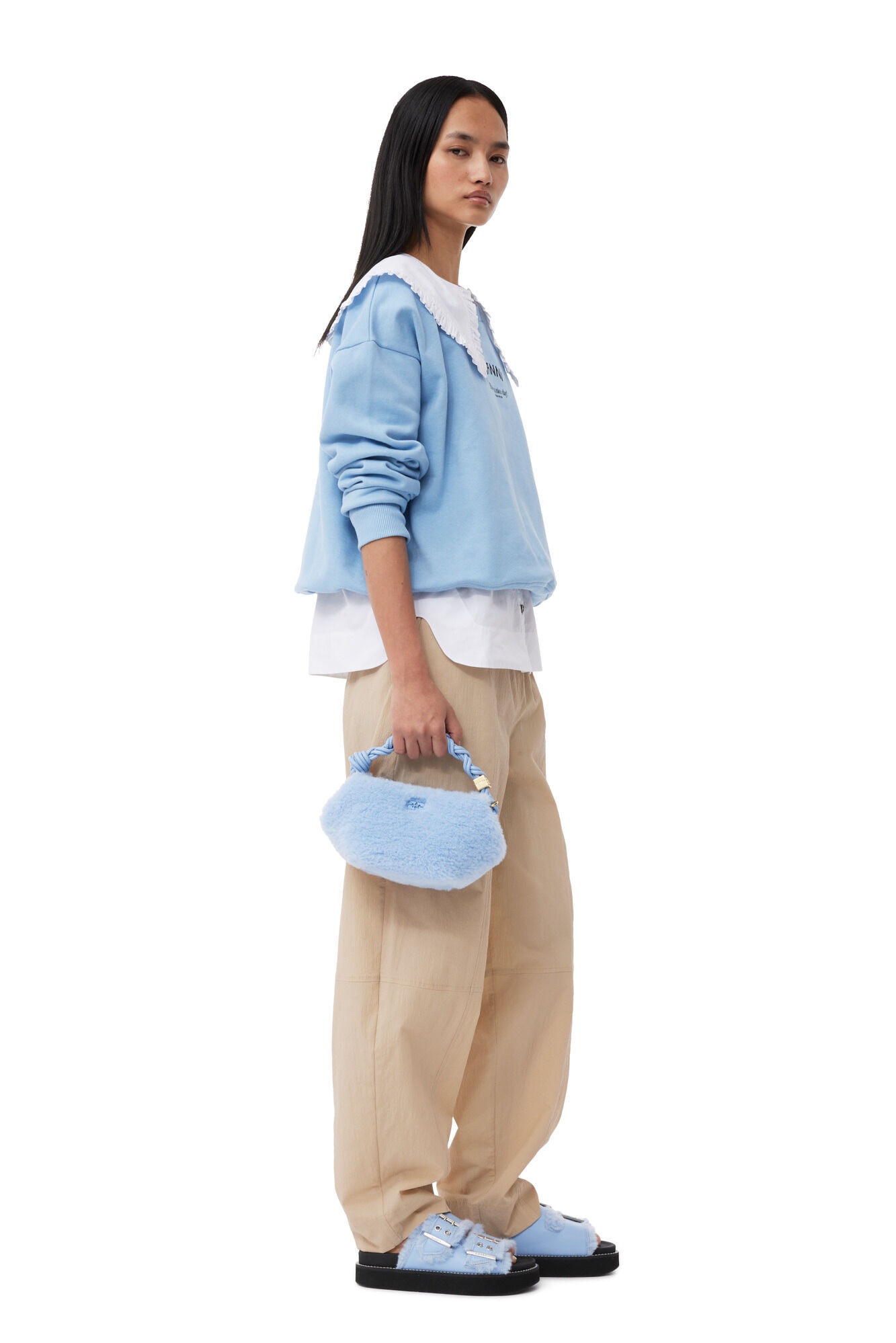 LIGHT BLUE FLUFFY MINI GANNI BOU BAG - 5