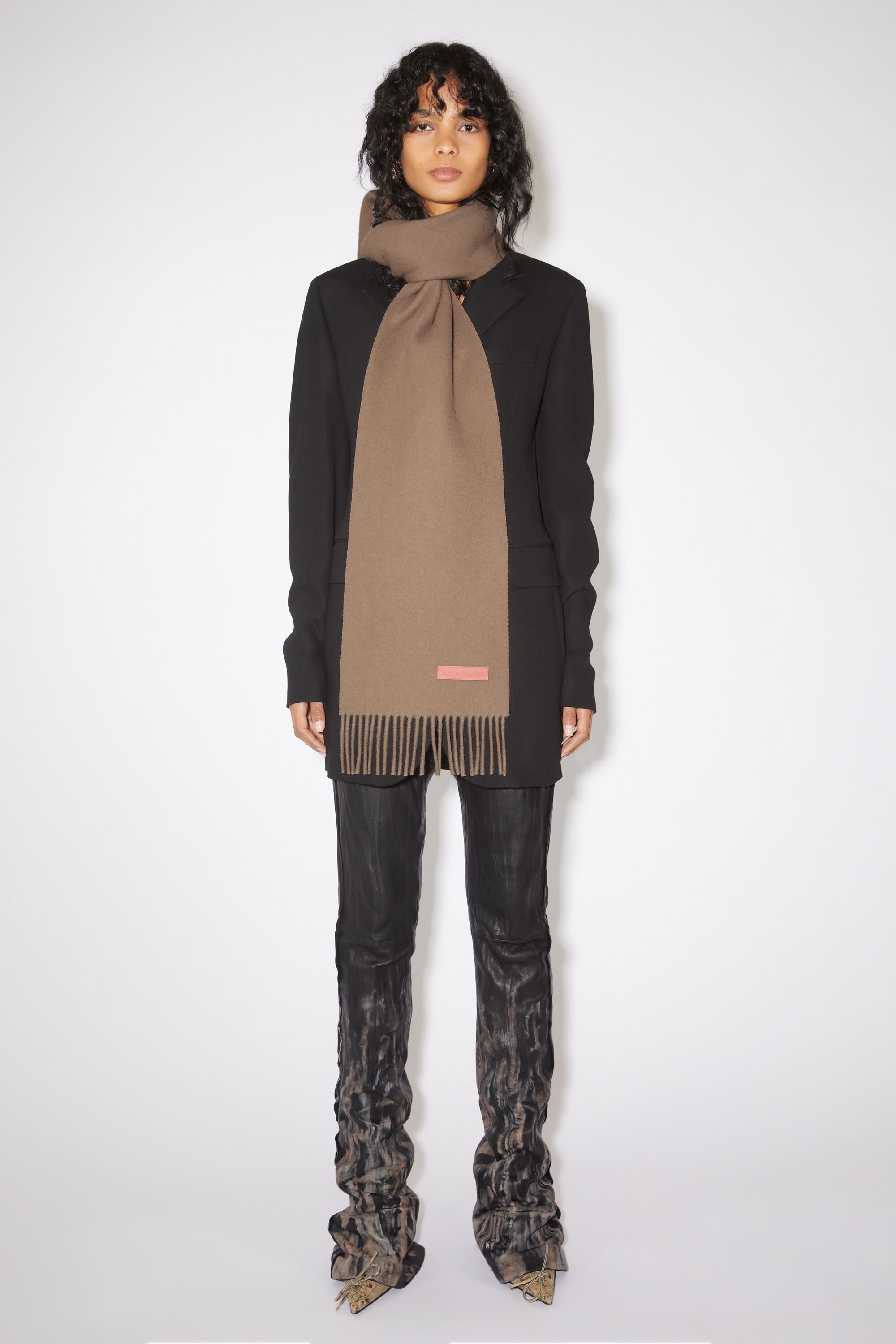 Wool scarf pink label - Narrow - Warm beige - 2