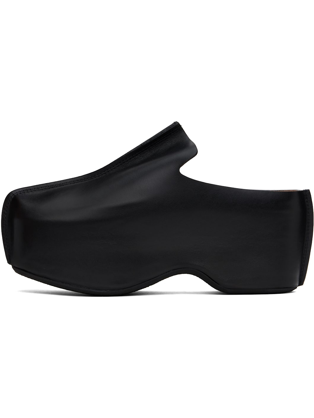 Black Leather Platform Slip-on Loafers - 3