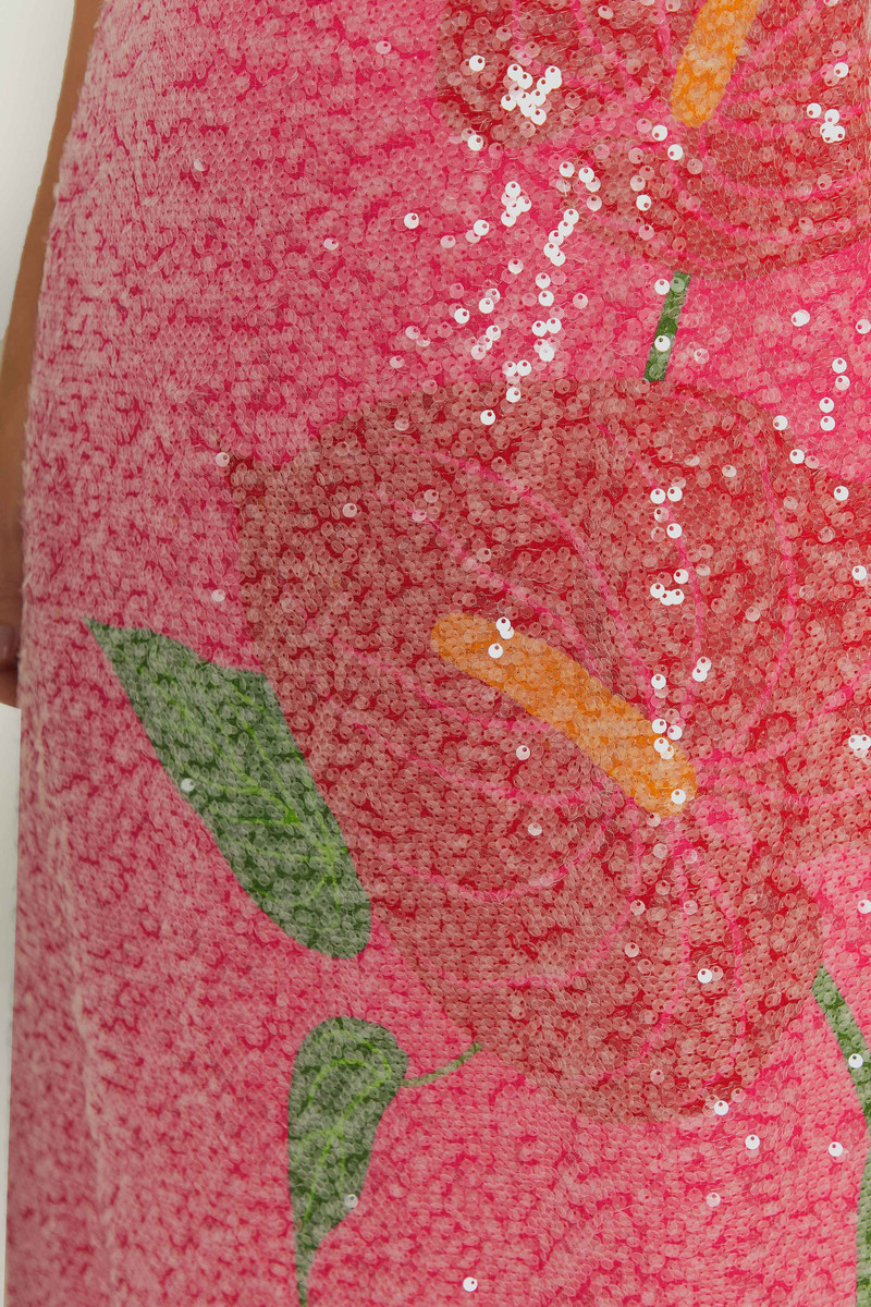 Pink Anthurium Flowers Slip Maxi Dress 5