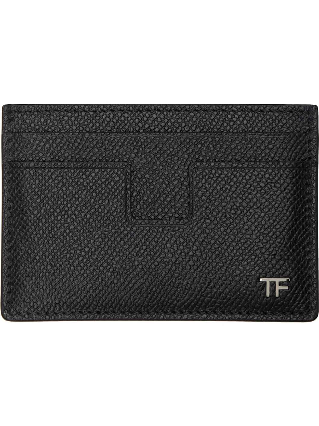 Black Small Grain Leather Classic Card Holder - 1