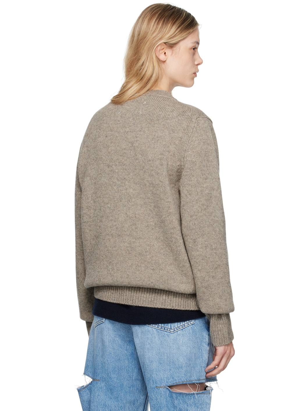 Beige Shetland Wool Sweater - 3