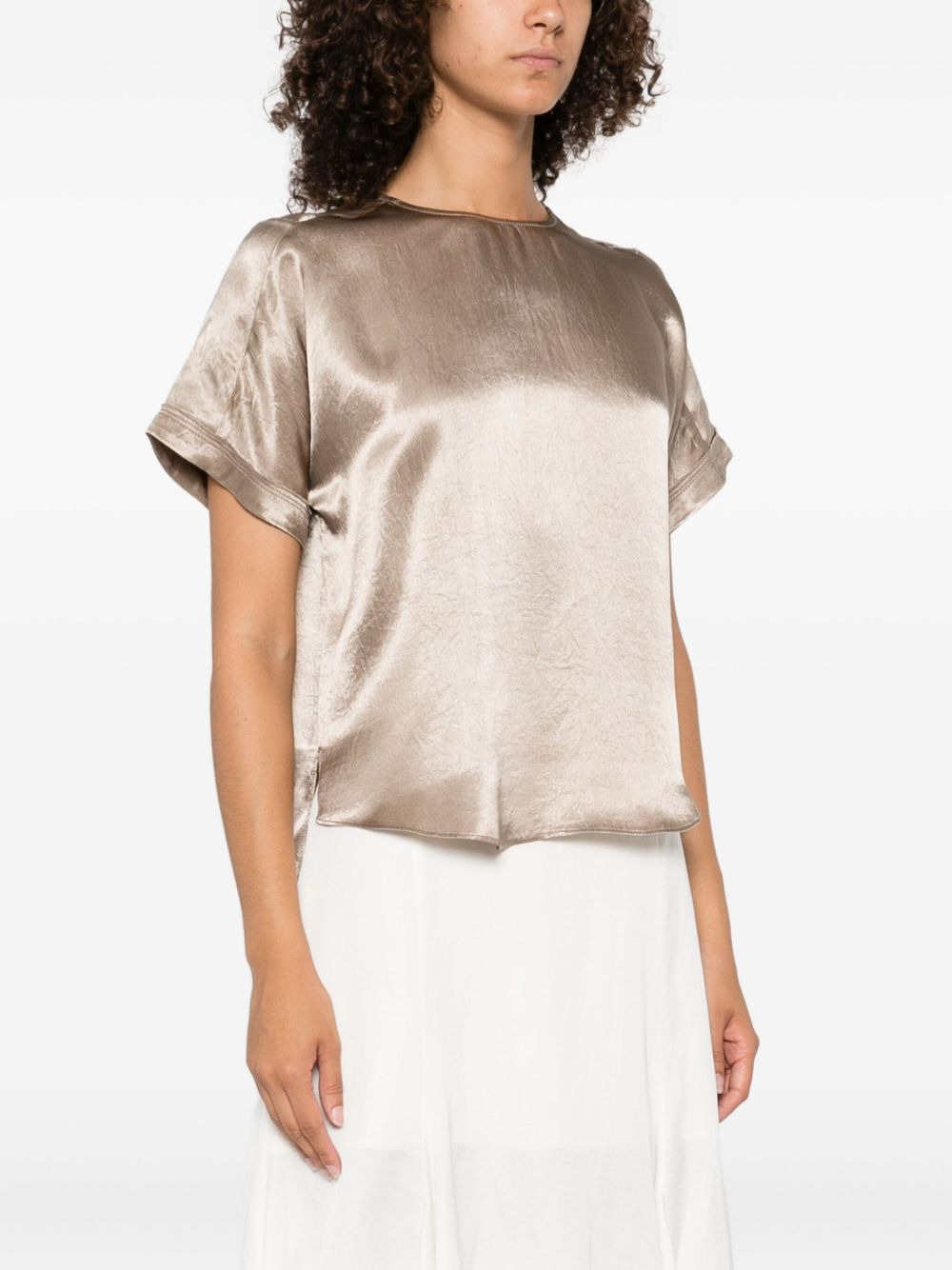satin short-sleeve blouse - 3