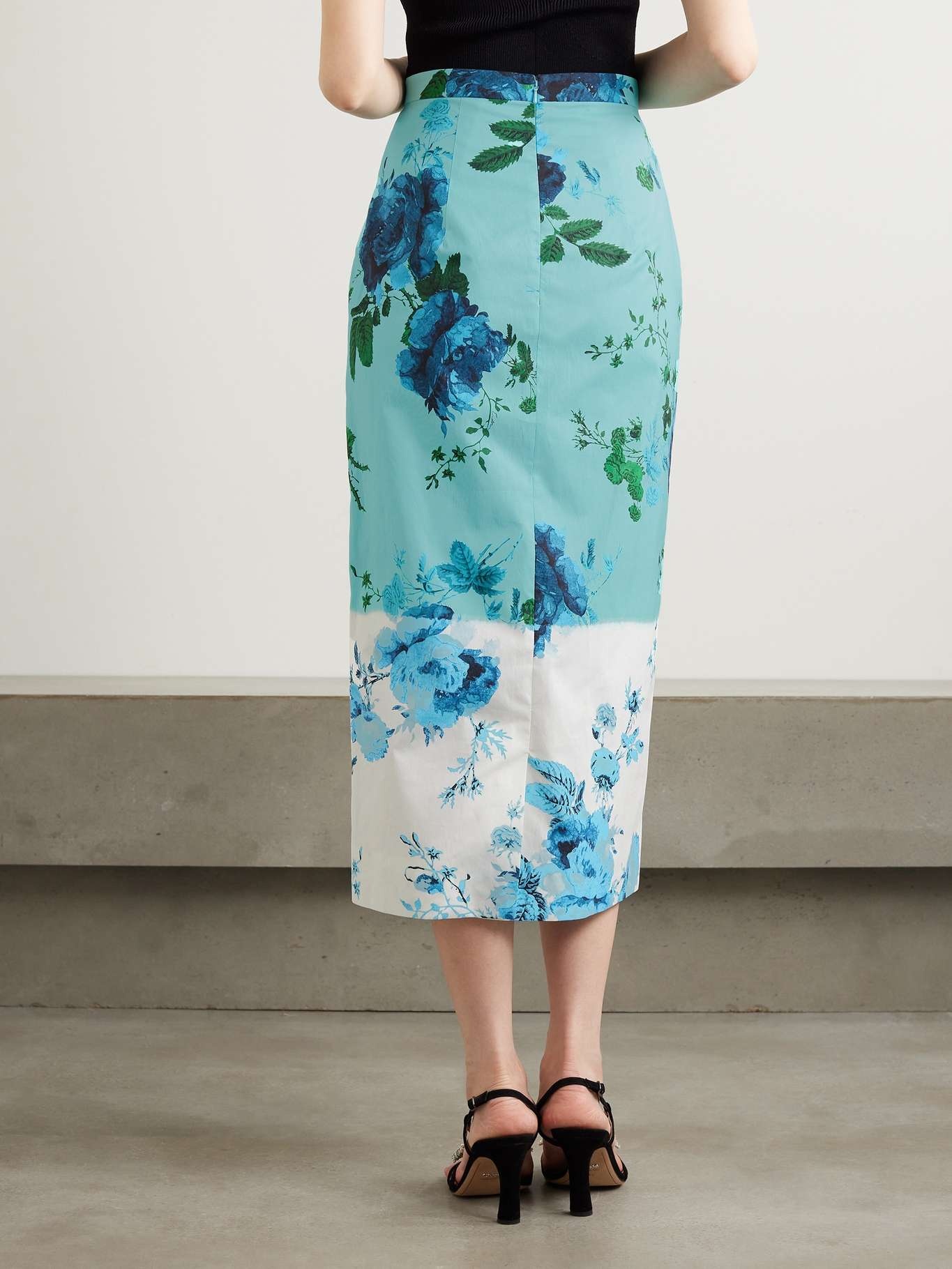 Floral-print cotton-twill midi skirt - 3