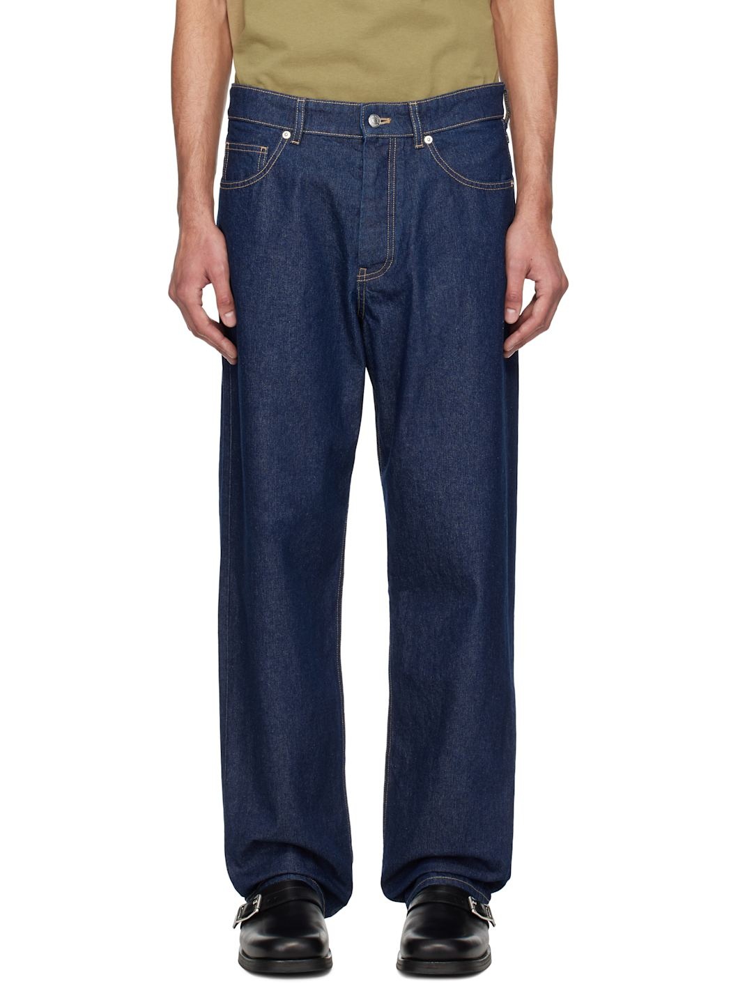 Blue Straight Denim Jeans - 1