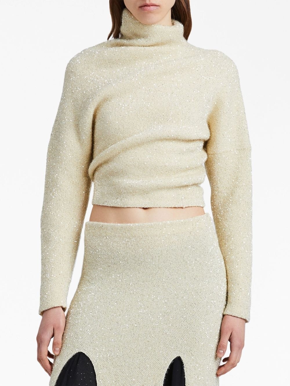 twisted sequin-embellished jumper - 5