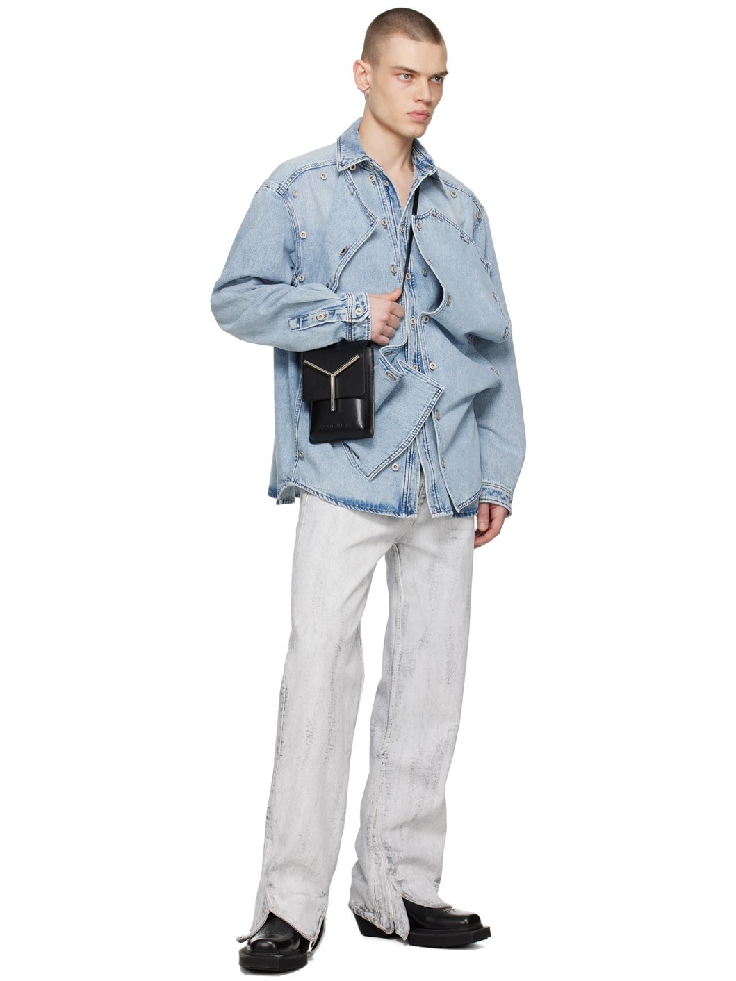 Blue Classic Button Panel Denim Shirt - 5