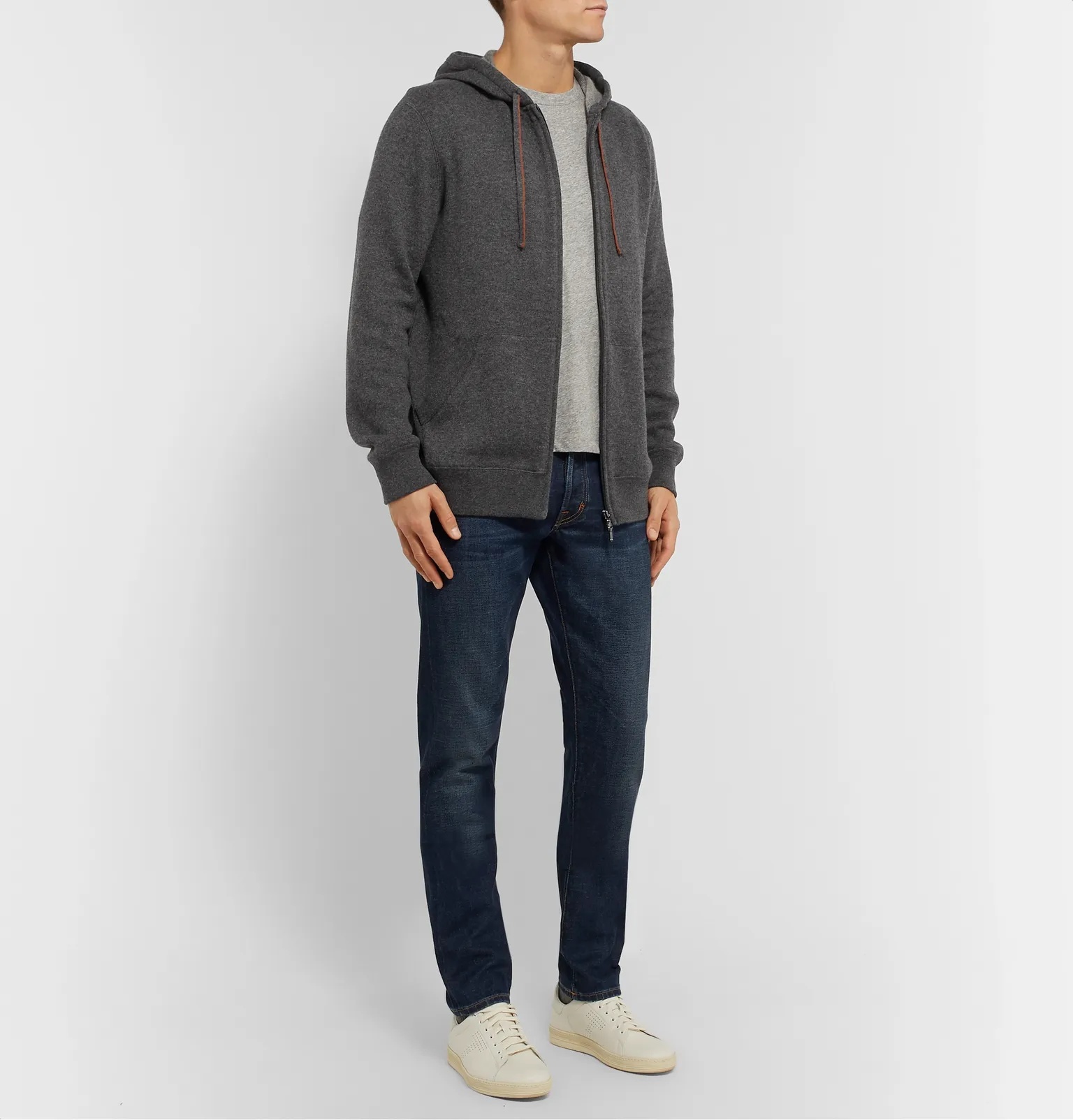 Mélange Cashmere-Blend Zip-Up Hoodie - 2