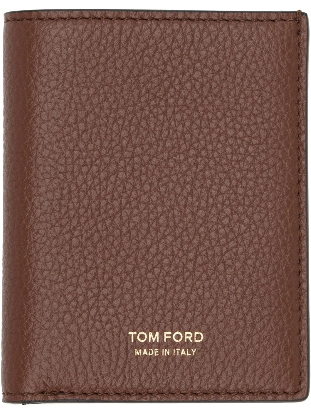 Tan Grain Leather Folding Card Holder - 1