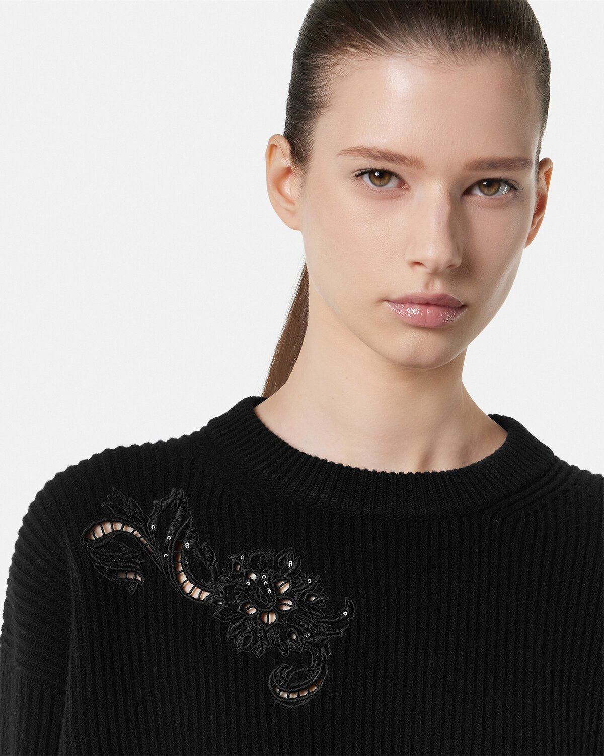 Embroidered Barocco Leaf Knit Sweater - 3