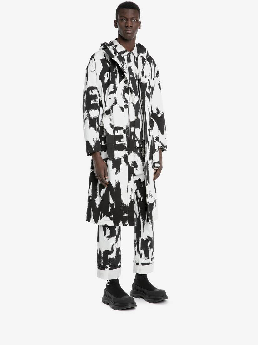 Mcqueen Graffiti Parka in White/black - 3