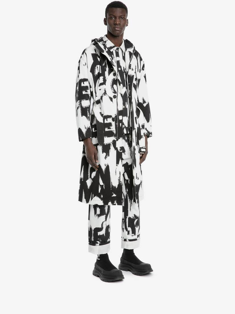 Mcqueen Graffiti Parka in White/black 3