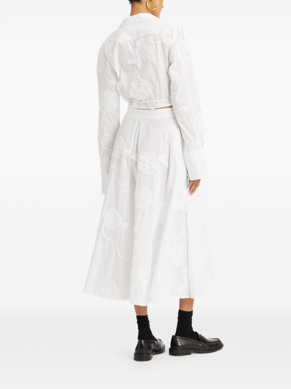 rose-embroidery wrap shirt - 3