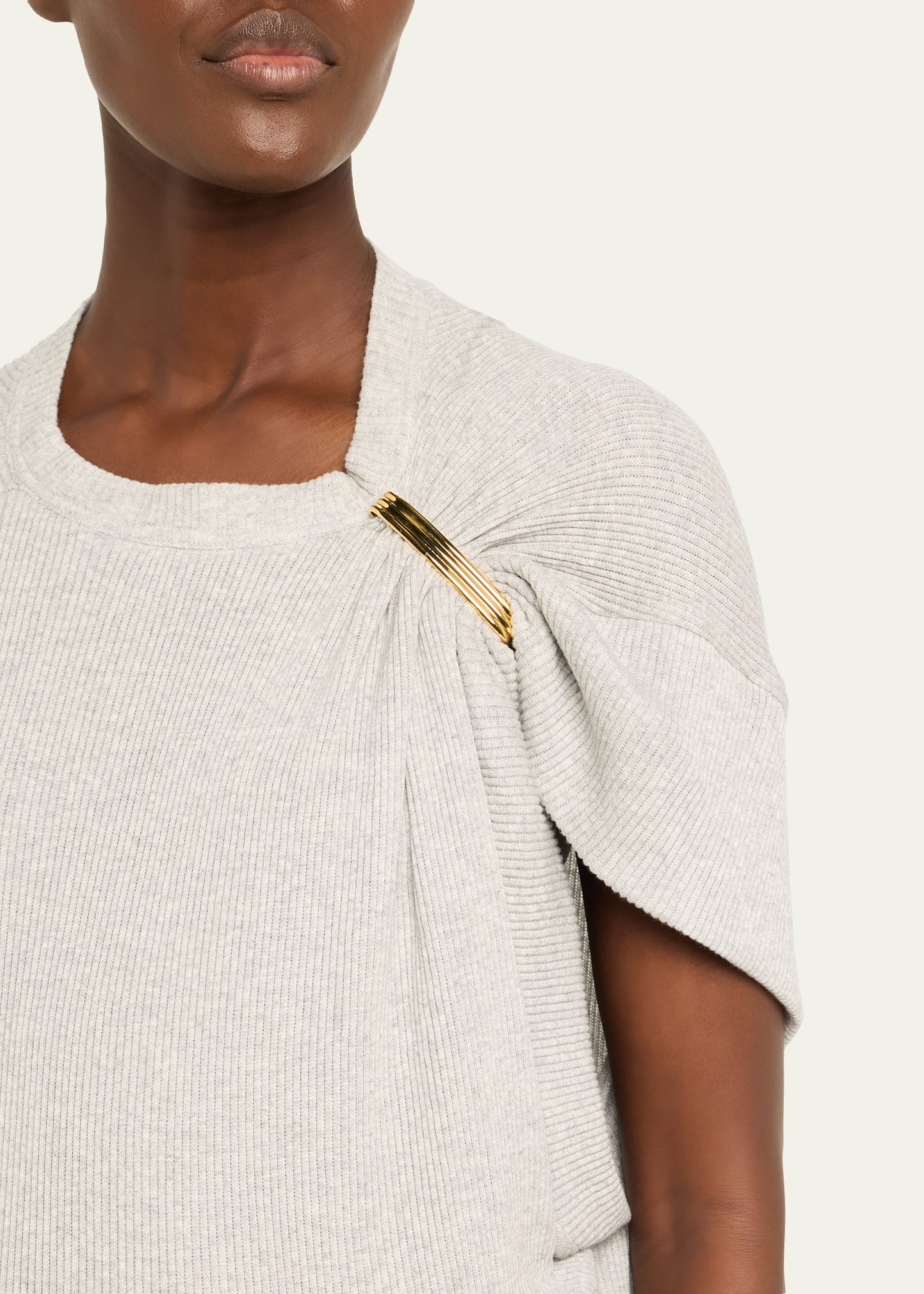 The Faye Asymmetric T-Shirt with Shoulder Hardware - 5