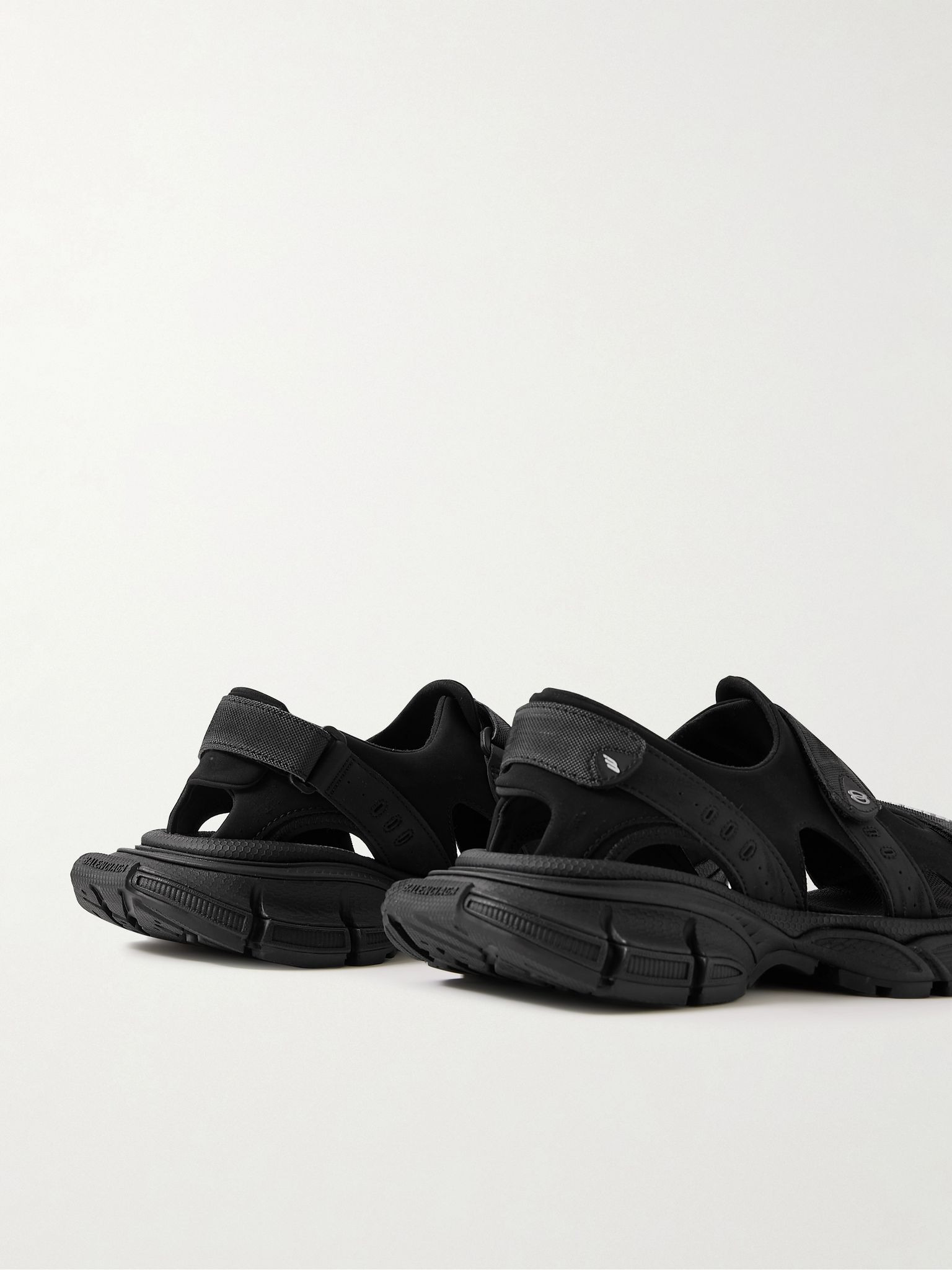 3XL Logo-Appliquéd Faux Leather and Canvas-Trimmed Scuba Sandals Black - 5