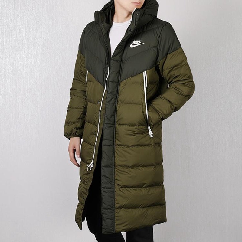 Nike Logo Puffer Hooded Coat 'Olive Green' AA8854-355 - 4