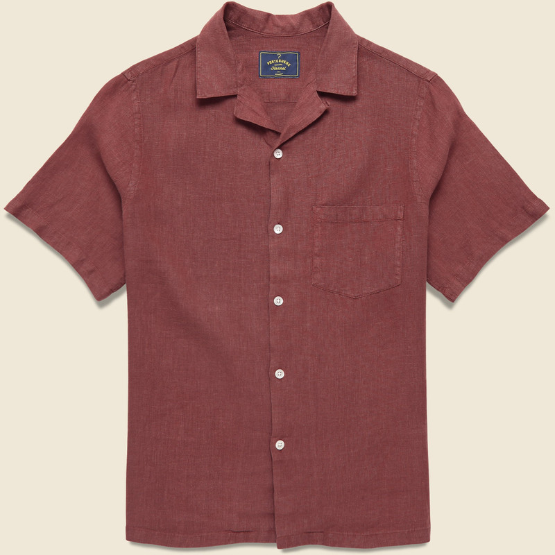 Linen Camp Shirt - Bordeaux 1