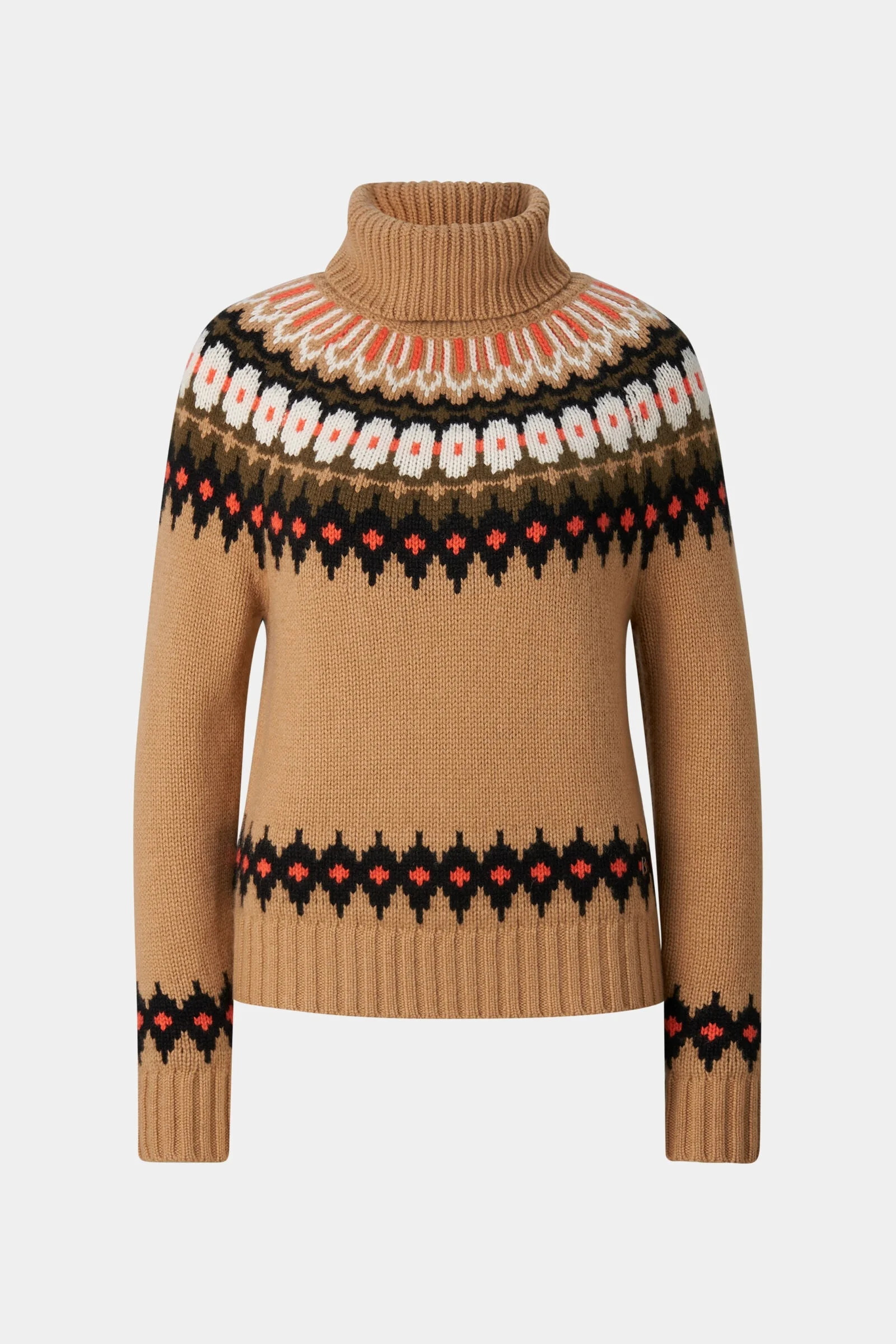 Ingrid Cashmere Norwegian Pullover in Camel/Brown/Orange - 1