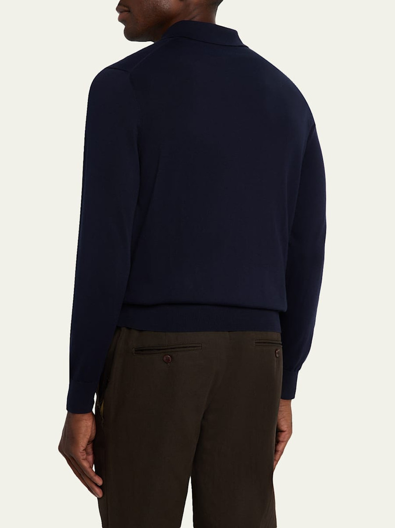 Loro Piana Men's Loro Island Cotton Giza Long-Sleeve Polo Shirt outlook