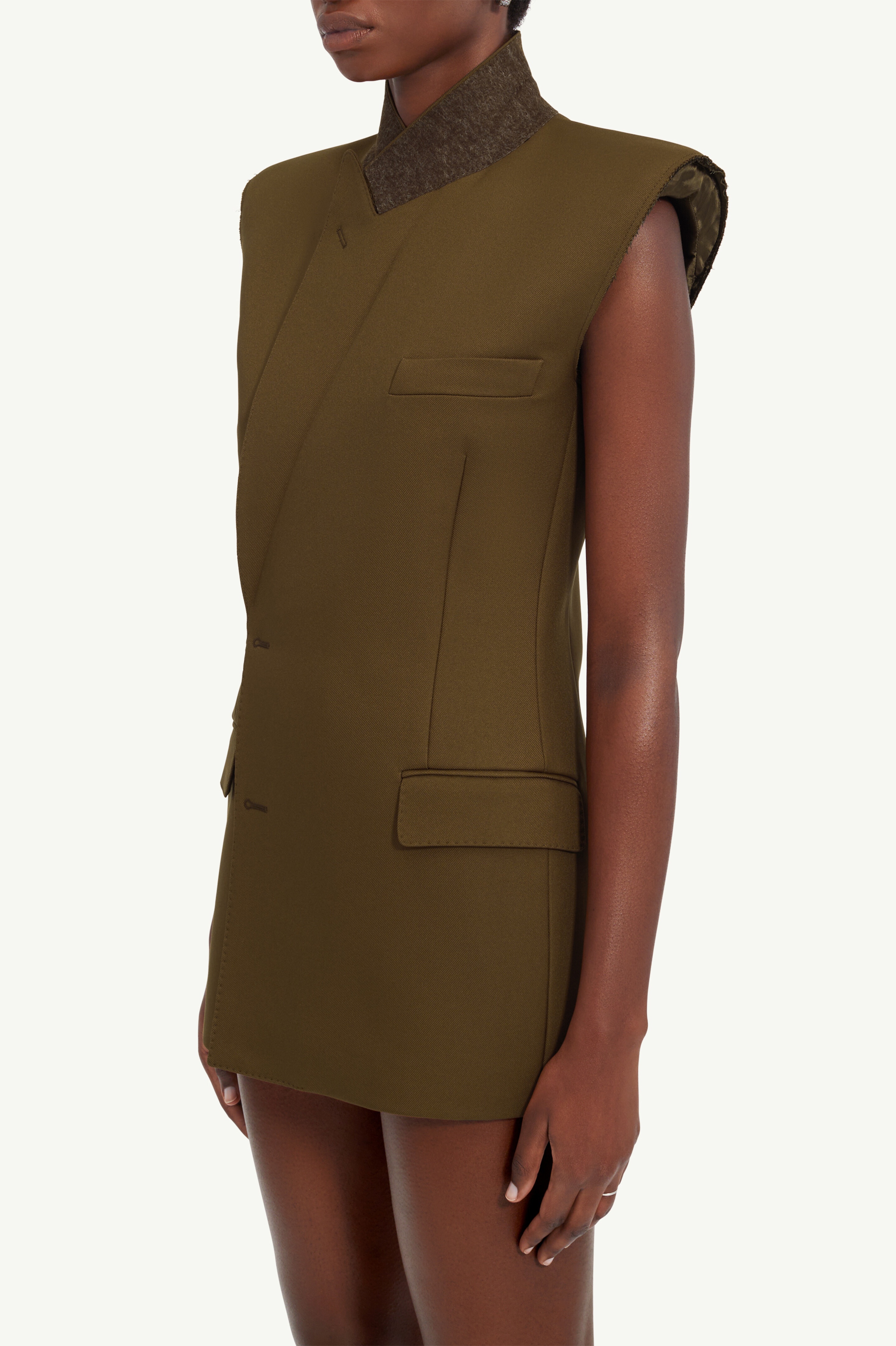 Double-breasted twill gilet - 5