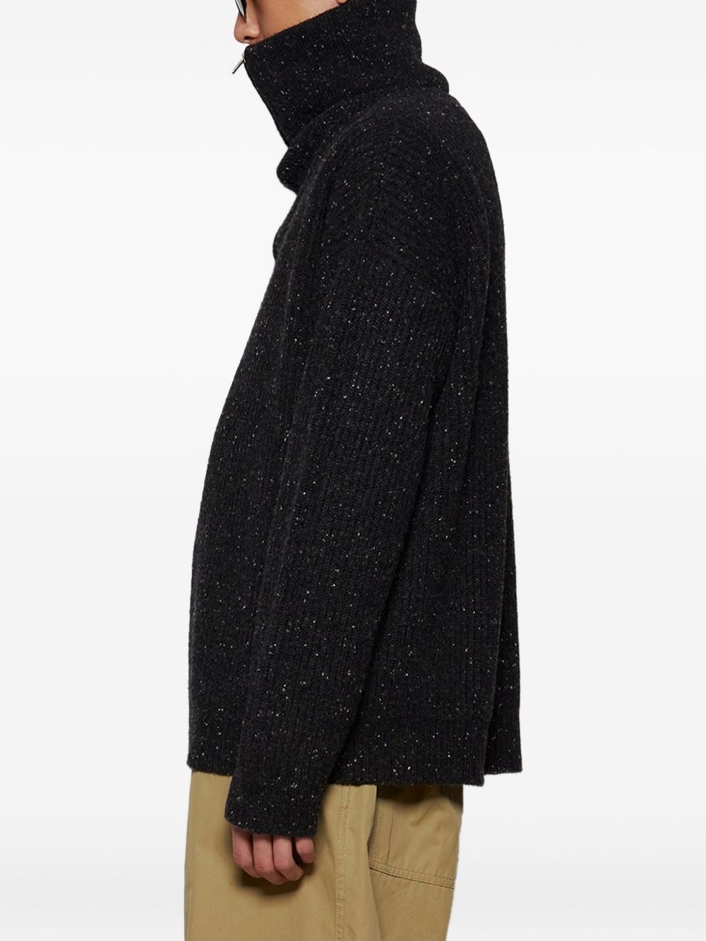 zip-neck textured knit sweater - 4