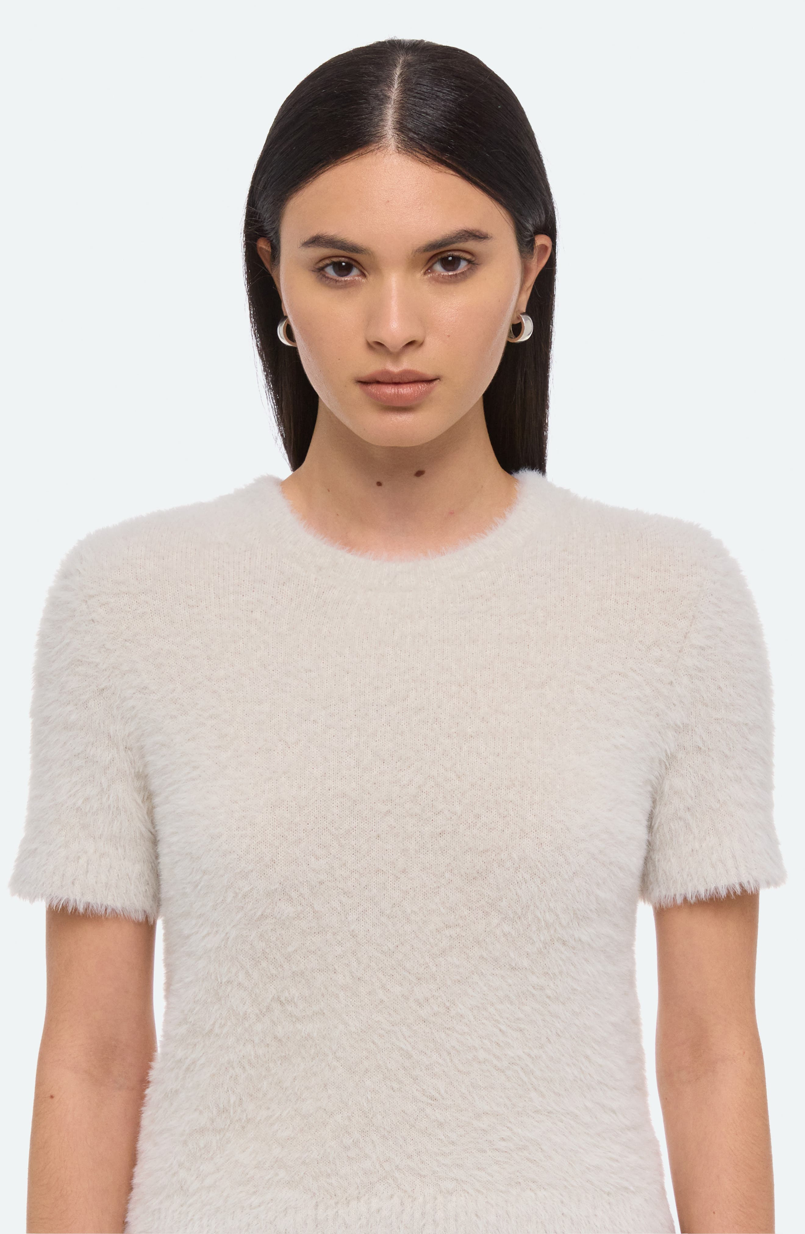 Helmut Lang Eyelash Faux Fur Crop Top in Ivory at Nordstrom - 4