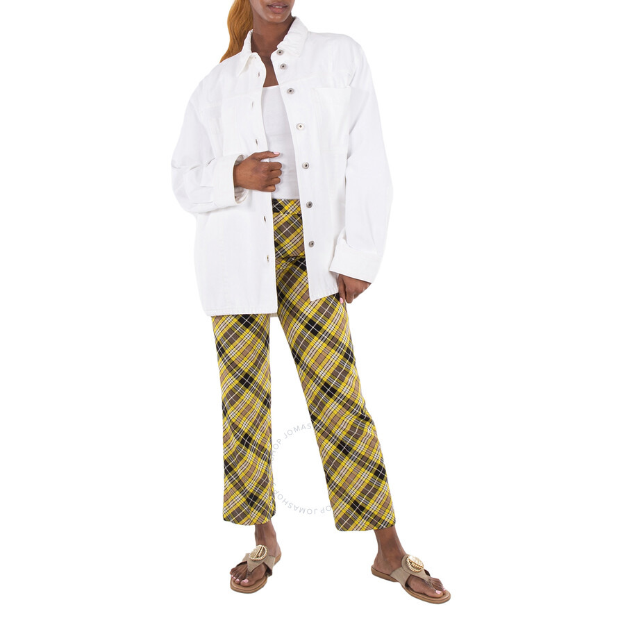 Burberry Cropped Check Technical Wool Tailored Trousers - 4