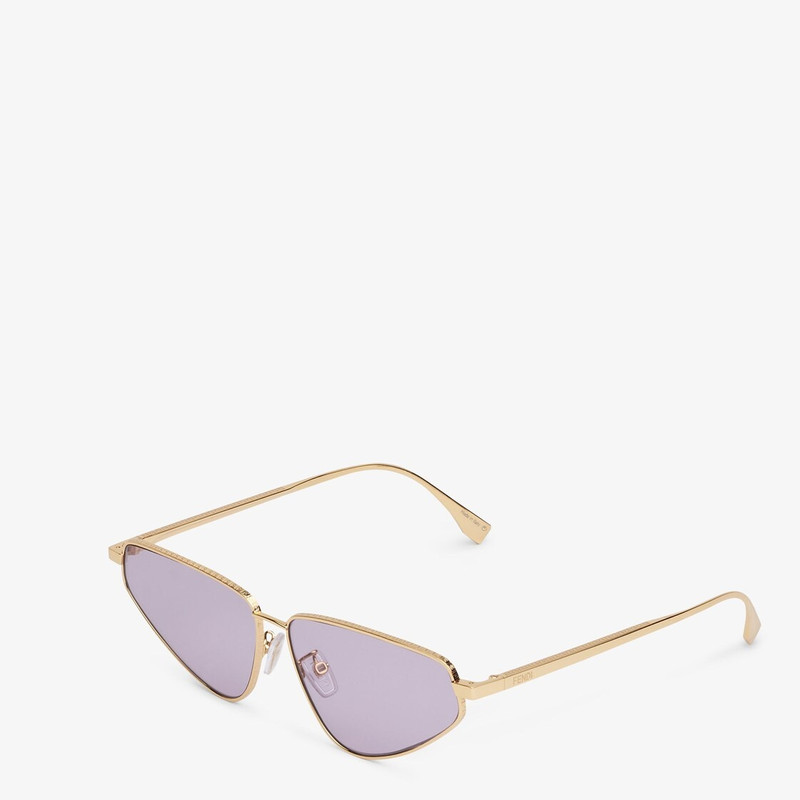 FENDI Cat-eye FF sunglasses in gold-colored metal with FF motif engraved on the front and temples. Purple  outlook