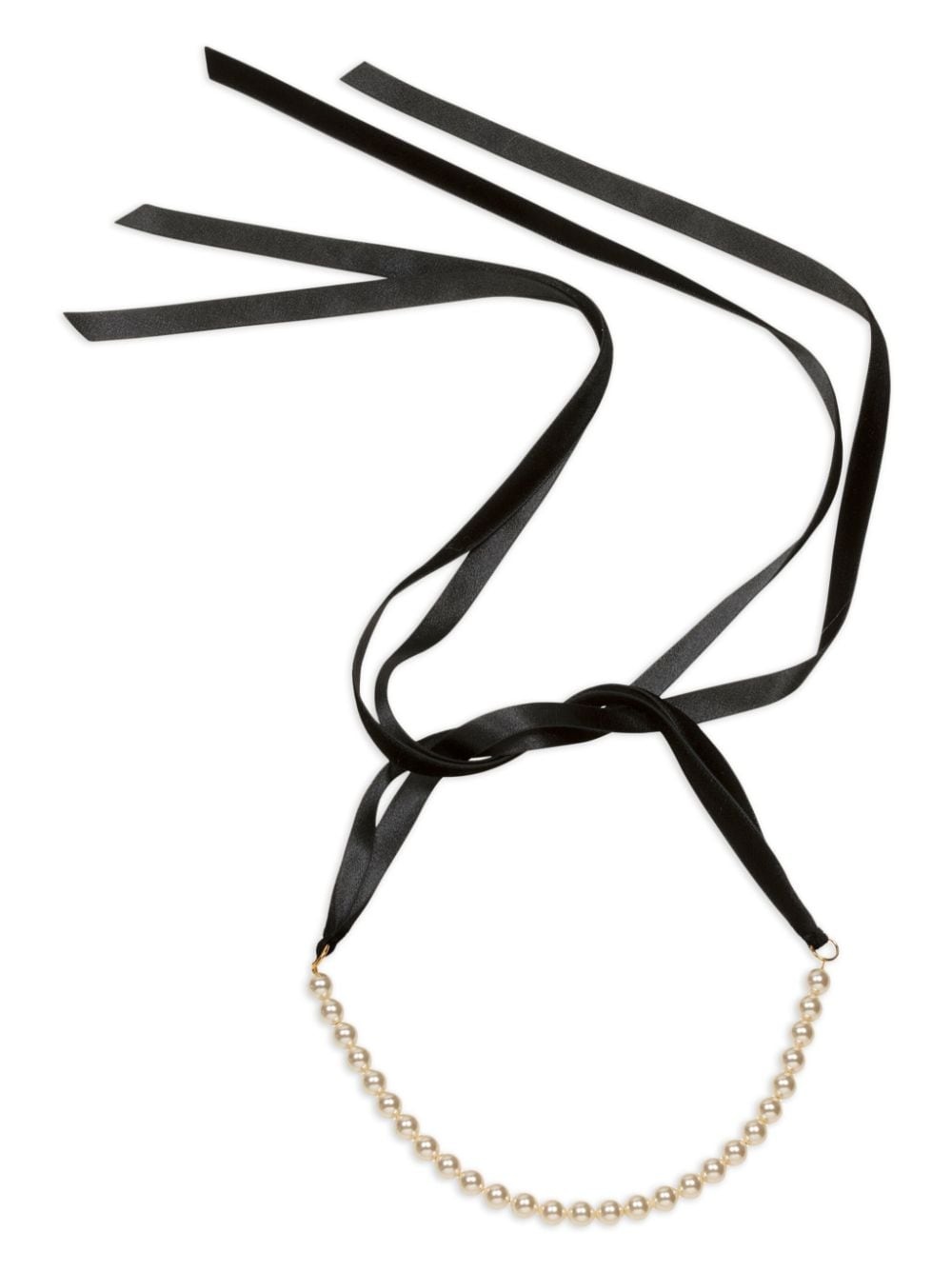 pearl ribbon-tie necklace - 1
