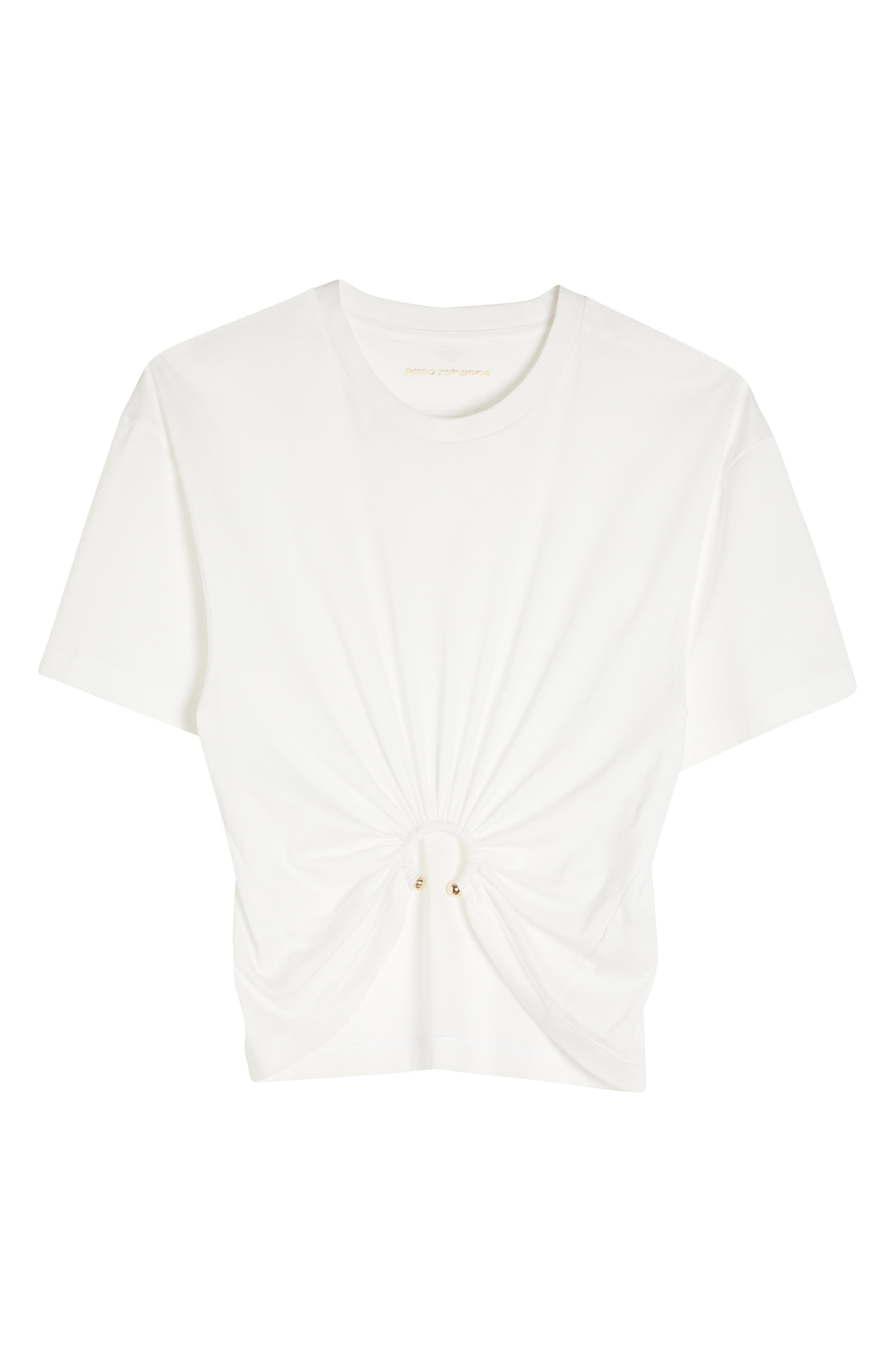 Rabanne Hardware Detail Cotton T-Shirt in Off White at Nordstrom - 5