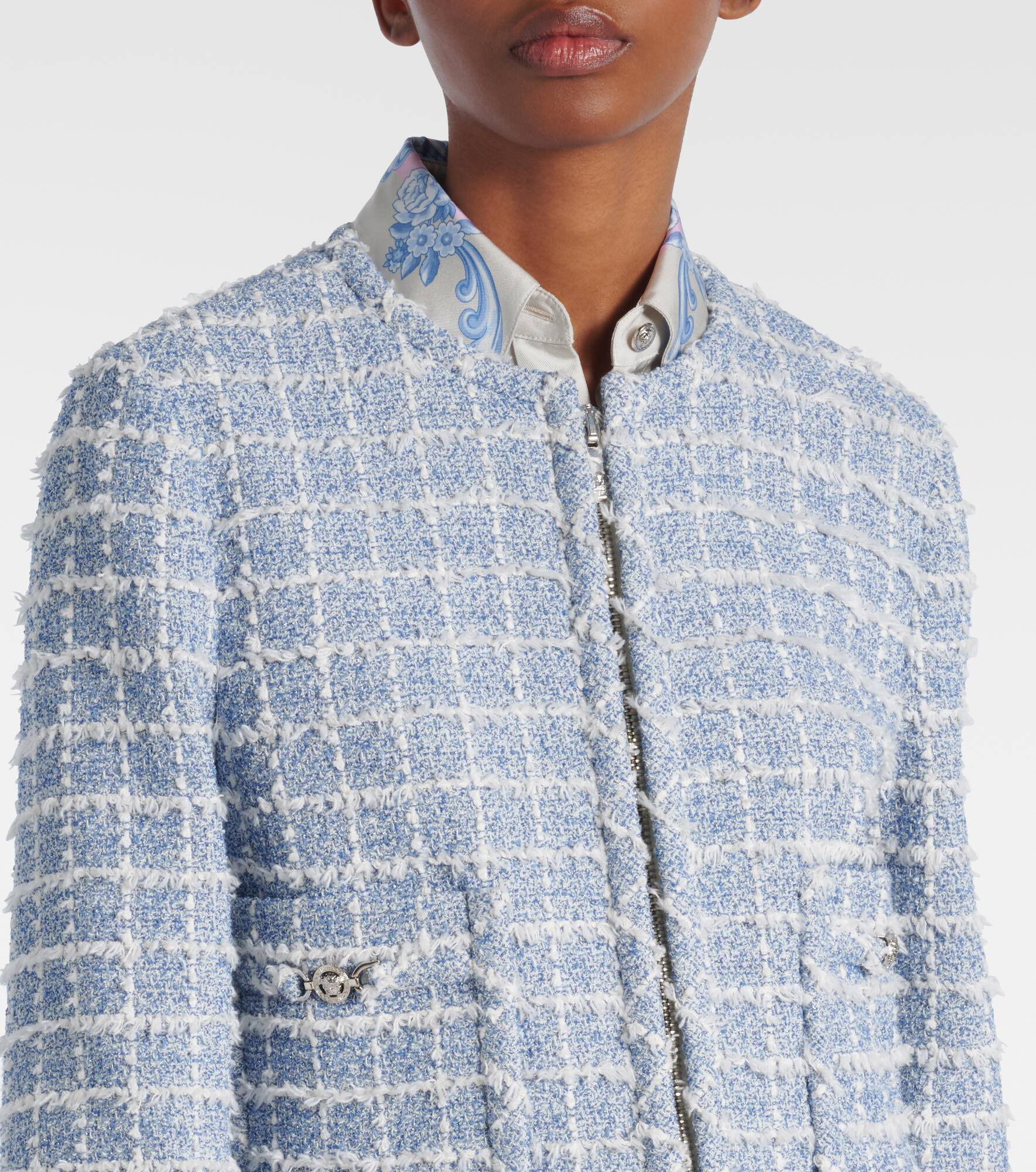 Medusa cropped cotton-blend tweed jacket - 5
