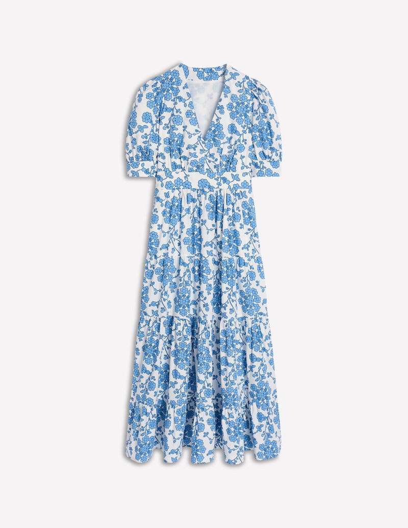 Bella Puff Sleeve Maxi Dress-Ivory, Trailing Yarrow 1